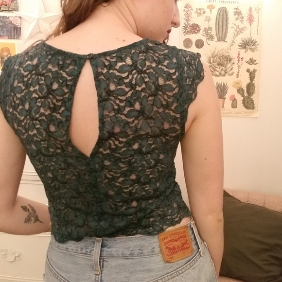 Aritzia Forest Green Lace Tank - Picture 2 of 4